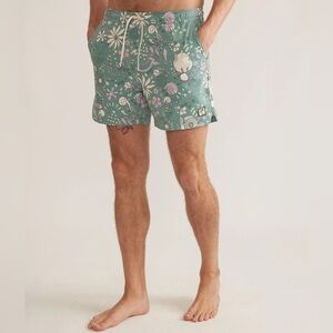 Madewell 6” Swim Trunk Floral Green NWT